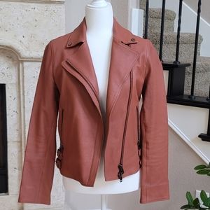 Reiss Rosewood Sadie Textured Leather Jacket UK 8
